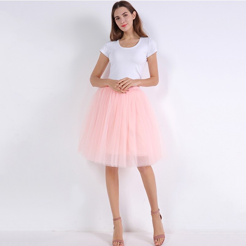 Sexy 5 Layers 60cm Princess Midi Tulle Skirt Pleated Dance Tutu Skirts