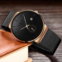 Relojes Hombre LIGE New Mesh Steel Men Watches Top Brand Luxury Ultra-thin Waterproof Quartz Watch Men Casual Sport Quartz Clock