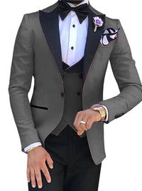 Pink Mens Suits 3 Pieces Slim Fit Casual Business Groomsmen Green Champagne Lapel Tuxedos for Formal Wedding (Blazer+Pants+Vest)