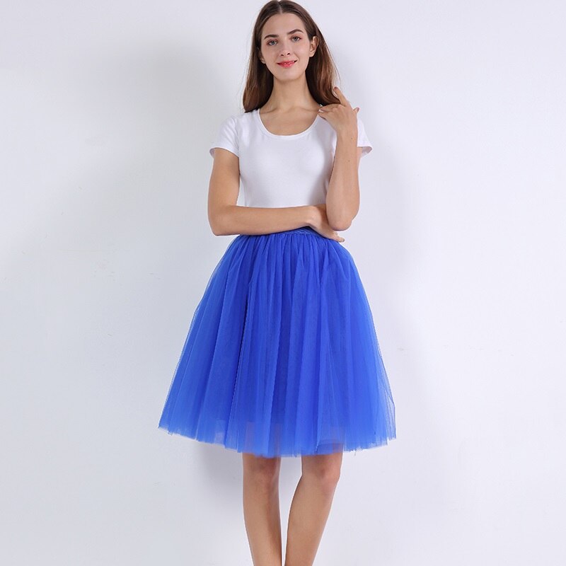 Sexy 5 Layers 60cm Princess Midi Tulle Skirt Pleated Dance Tutu Skirts