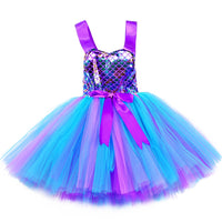 Girls Mermaid Dress Kids Birthday Party Dresses Little Mermaid Princess Costumes for Halloween Christmas Dress Up Clothes Outfit