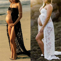 Photography Props Sexy Maternity Dress Sleeveless Strapless Lace Maxi Gown Pregnant Dresses for Photo Shoot Summer Dress