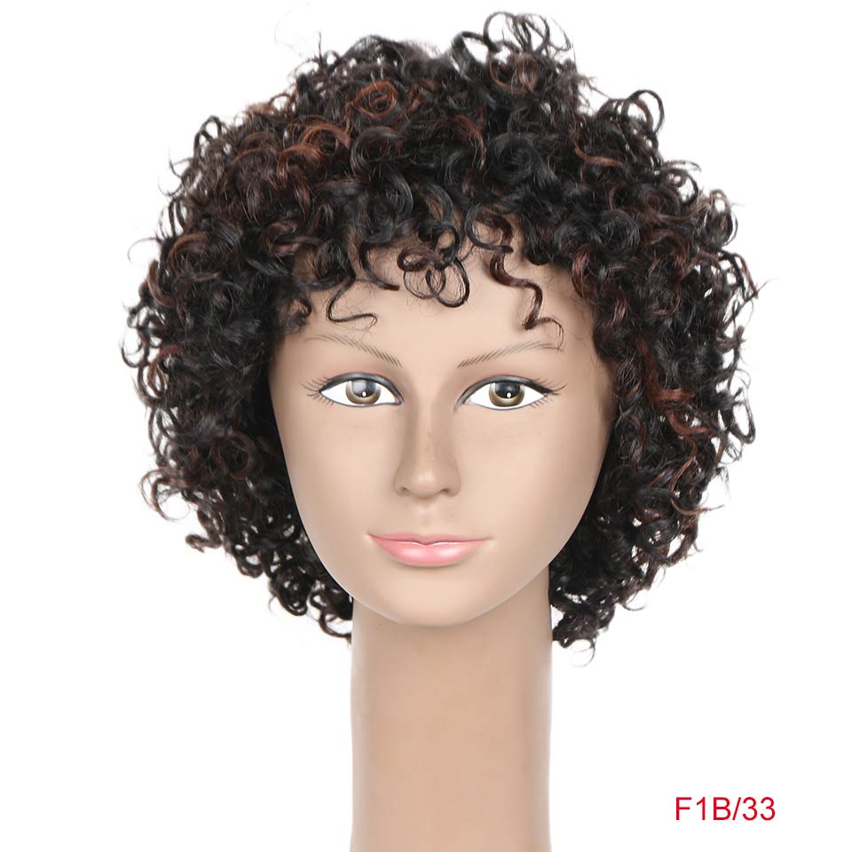 Rebecca Short Loose Curly Wigs For Black Women Brazilian Remy Bouncy Curly Human Hair Wigs Short Wig Blond Red Cosplay Full Wig