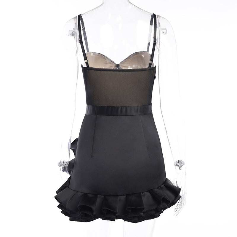 High Fashion Irregular Ruffle Black Mini Dresses for Women Party Eveni Mega Mart Center High Fashion Irregular Ruffle Black Mini Dresses for Women Party Eveni Mega Mart Center