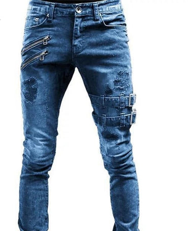 Black Slim Straight Leg Jeans Man Pants Cacual Ripped Jeans Male Streetwear Youth Man Clothes