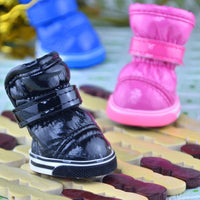 4pcs/set Winter Pet Dog Shoes for Dogs Winter Warm Waterproof Anti-slip Snow Boots