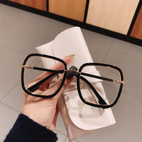 Men Women Anti-blue Light Glasses Frame Vintage Large Square Eyeglasses Blocking Blue-ray Oversized Spectacles Frames A65397