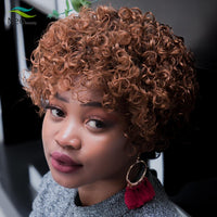 Pixie Cut Jerry Curly Human Hair Wig Full Machine Wigs Human Hair Wigs For Black Women Invisible Curly Short Bob Wig