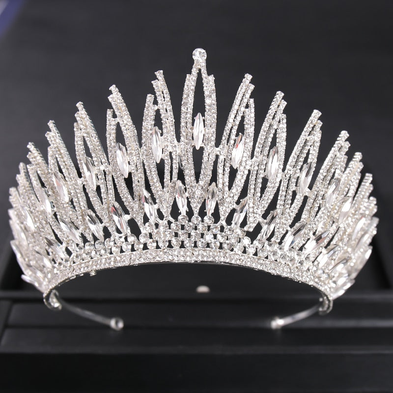 Luxury Crystal Gold Color Big Crown Tiara Queen Women Beauty pageant Prom Crowns Tiaras Wedding Bridal Hair Jewelry Accessories