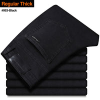 2021 New Classic Style Mens Grey Jeans Business Fashion Soft Stretch Denim Trousers Male Brand Fit Pants Black Blue