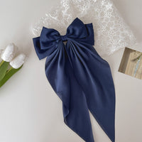 Solid Color Big Large Satin Bow Hairpins Barrettes For Women Girl Wedding Long Ribbon Korean Hair Clip Hairgrip Hair Accessories