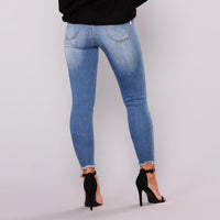 Plus Größe Licht Blau Zerrissene Jeans Für Frauen Street Style Sexy Distressed Hosen Stretch High-taille Engen Jeans Cropped hosen