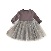 Lioraitiin 0-3Years Newborn Baby Girl Autumn Spring Dress Long Sleeve Patchwork Lace Star Printed Long Dress 2 Styles