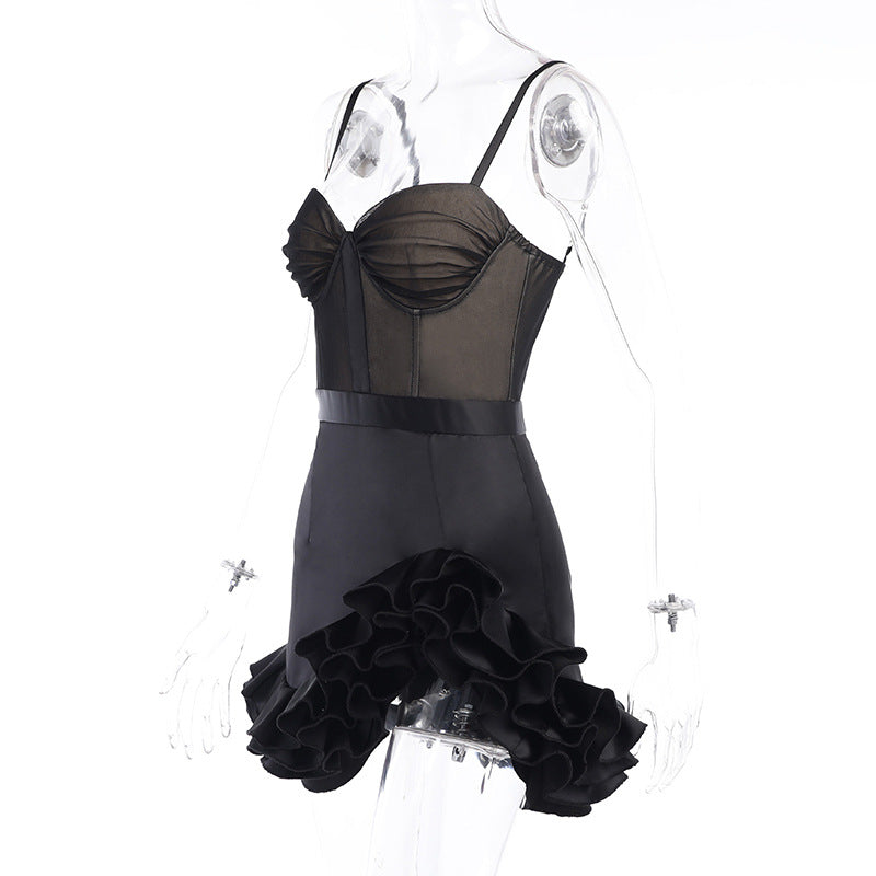 High Fashion Irregular Ruffle Black Mini Dresses for Women Party Eveni Mega Mart Center High Fashion Irregular Ruffle Black Mini Dresses for Women Party Eveni Mega Mart Center