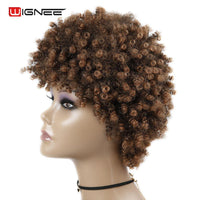 Wignee Short Hair Synthetic Wigs Afro Kinky Curly Heat Resistant for Women Mixed Brown Cosplay African Hairstyles Daily Hair Wig