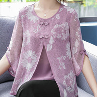 Sexy Women Spring Summer Style Chiffon Blouses Shirts Lady Casual Half Sleeve O-Neck