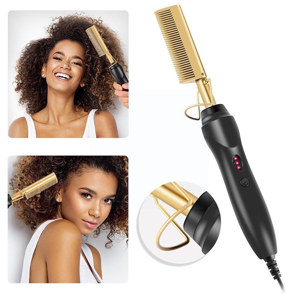 Hair Straightener Electric Straightening Comb Hot Heating Hair Styler Curler Hair Iron Straight Corrugation Comb Comb Curli E6D1