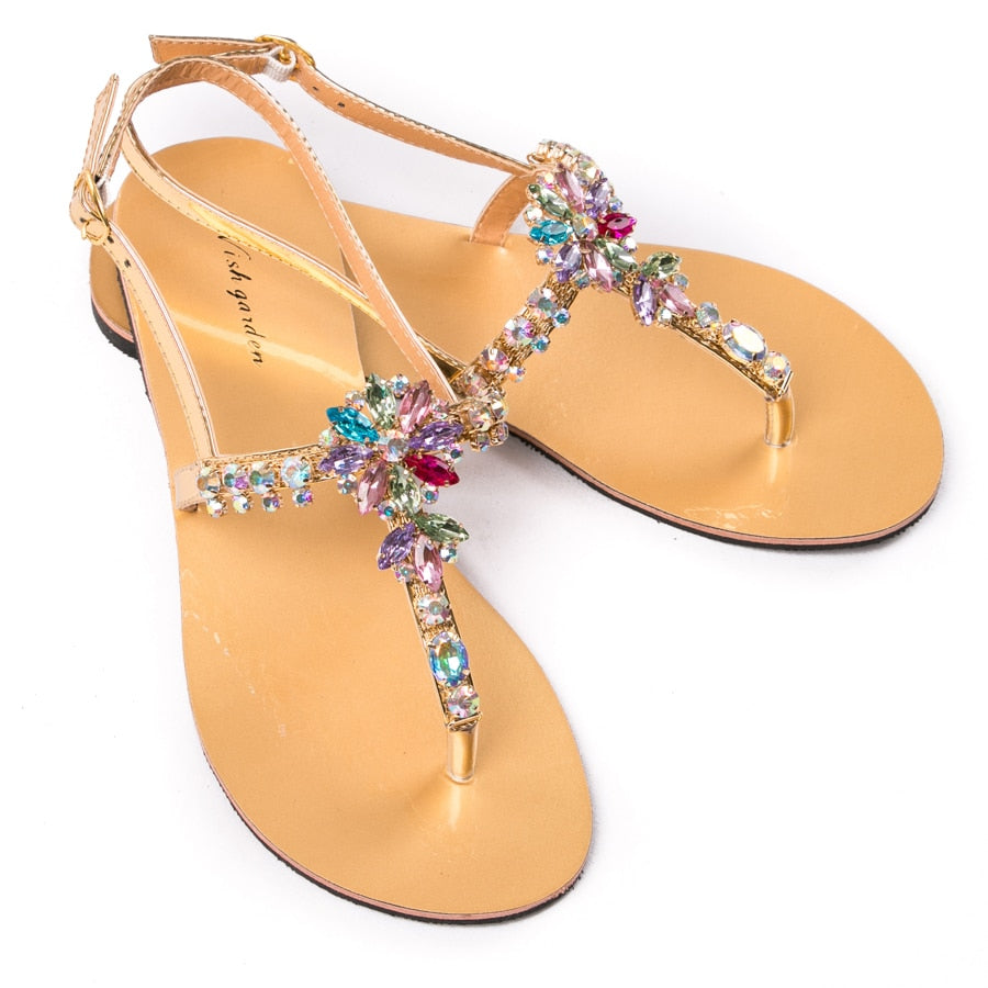 2023 NEW Summer Women Beach Sandals Lady Fashion Bohemia Diamond Shoes