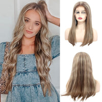 Highlight Lace Front Wig Ombre Blonde Human Hair Wigs For Women Middle