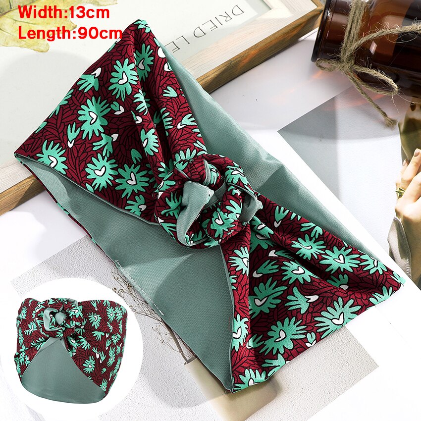 Levao Flower Printing Bandana Wire Headband Knotted Fashion Scarf Hairbands Hair Accessories for Women 2022 New Headwear