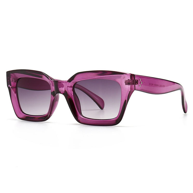 SHAUNA Rivets Fashion Square Sunglasses Women Brand Designer Retro Blue Purple Eyewear Men Gradient Sun Glasses Shades UV400
