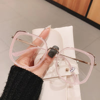 Men Women Anti-blue Light Glasses Frame Vintage Large Square Eyeglasses Blocking Blue-ray Oversized Spectacles Frames A65397