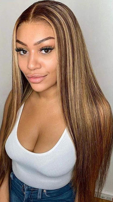 Highlight Lace Front Wig Ombre Blonde Human Hair Wigs For Women Middle