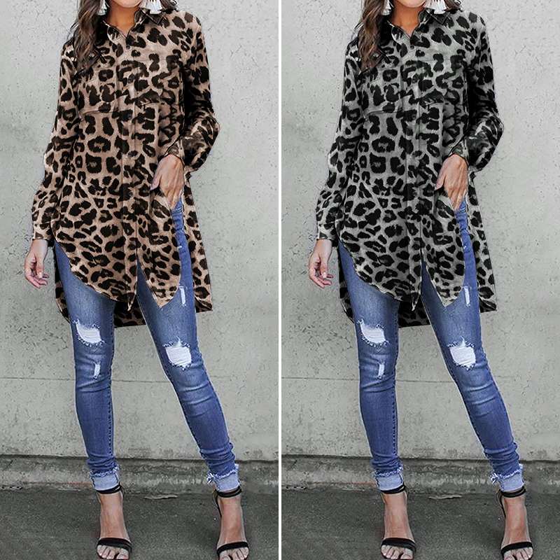 Celmia Women Blouses Fashion Leopard Printed Shirts 2023 Summer Long Sleeve Tunic Tops Casual Loose Buttons Office Lady Blusas