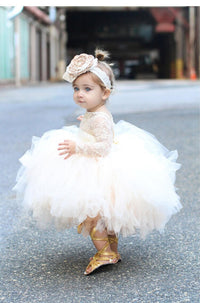 Champagne Tulle Newborn Baby Girls Baptism Dress 1st Birthday Newborn Princess Christening Gown Outfit Baby Girl Party Vestidos