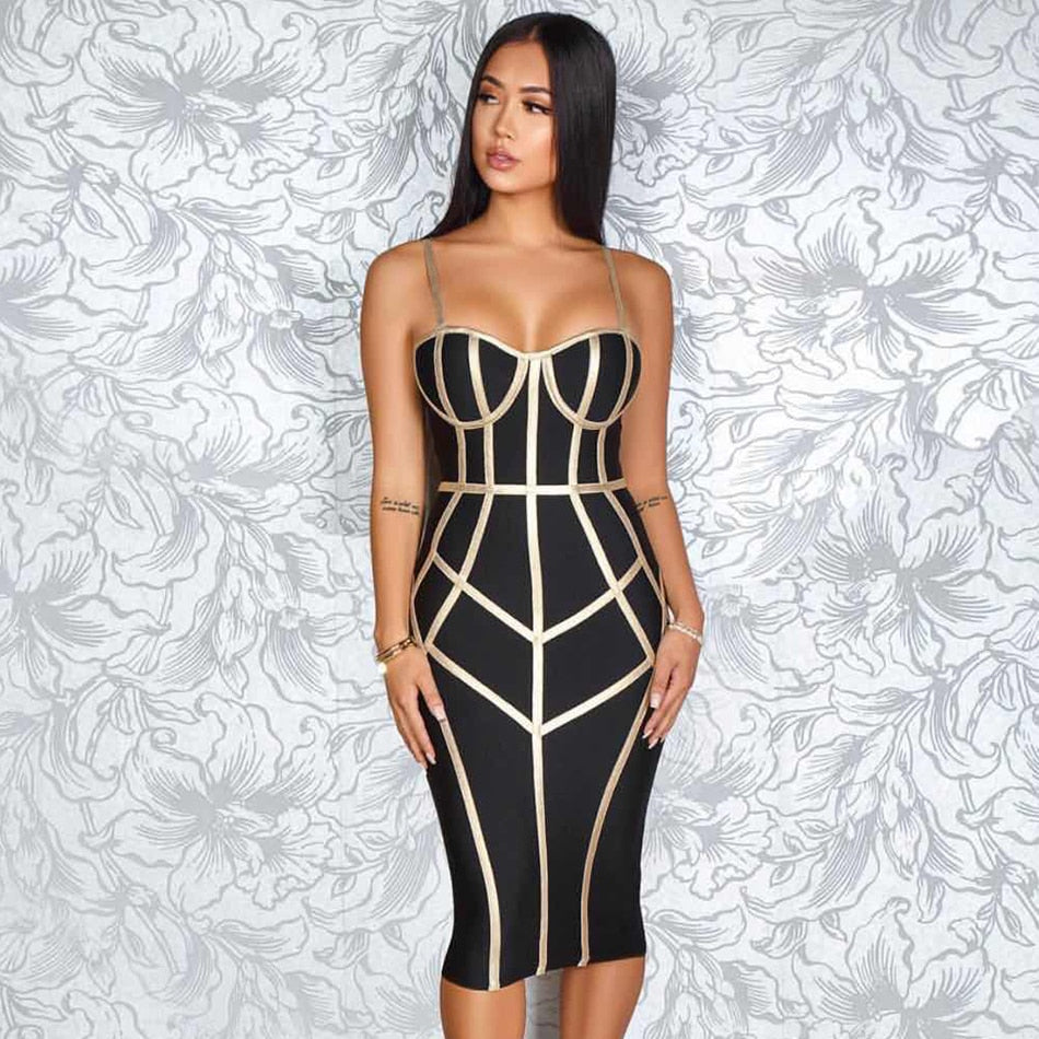 Seamyla 2022 New Sexy Celebrity Bandage Dress Women Spaghetti Strap Sleeveless Bodycon Evening Party Dress Summer Club Dresses