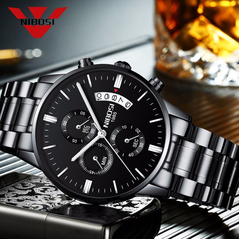 NIBOSI Men Watches Luxury Famous Top Brand Men&#39;s Fashion Casual Dress Watch Military Quartz Wristwatches Relogio Masculino Saat