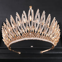 Luxury Crystal Gold Color Big Crown Tiara Queen Women Beauty pageant Prom Crowns Tiaras Wedding Bridal Hair Jewelry Accessories