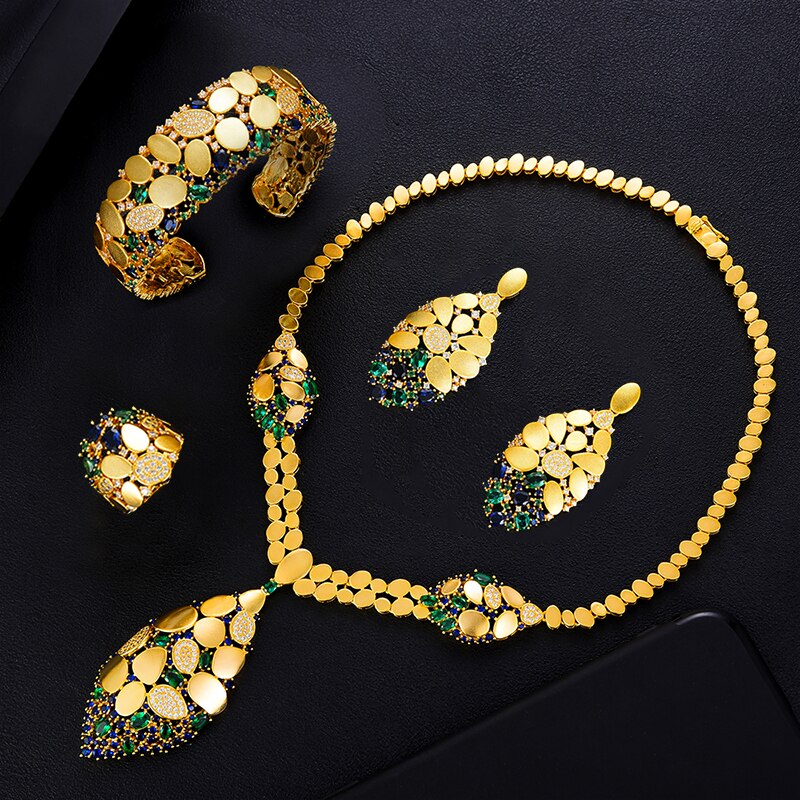 GODKI Famous Brand Bling Sequins Luxury Africa Dubai Jewelry Sets For Women Wedding Party Zircon Wedding Bridal Jewelry Set Gift