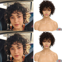 Debut Cheap Red Human Hair Wigs For Black Women Brown Ombre Brazilian Short Bob Curly Wigs 99J Remy Human Hair Machine Made Wigs