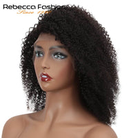 Rebecca Lace Front Short Bob Wigs Afro Kinky Curly Human Hair Wigs Pre Plucked Bleached Knots Remy Brazilian Human Lace Wig Y1B#