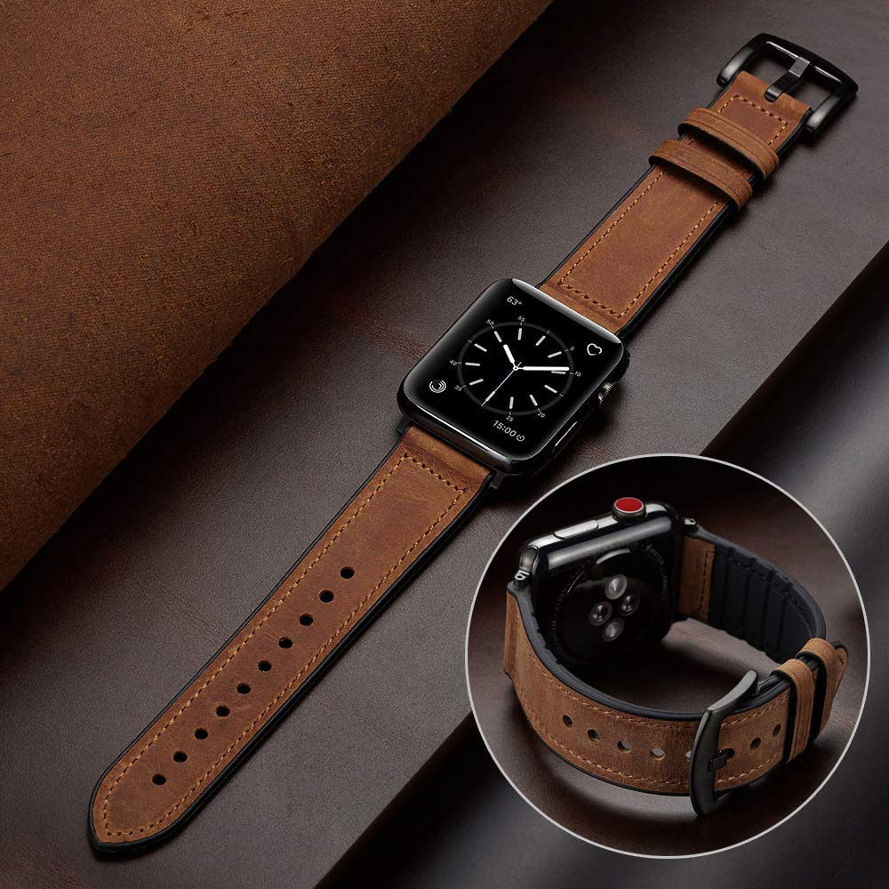 Silicone+Leather Strap for apple watch band 44mm 40mm iwatch Band 38mm 42mm watchband bracelet Apple watch series 6 5 4 3 SE 2 1