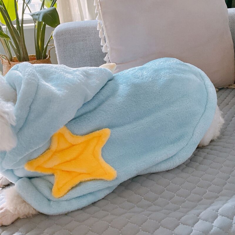 Winter Dog Soft Warm Pet Cat Dog Blanket Yorkshire Night Robe Flannel Thickened Hooded Pet Cloak Dog Pajamas Coat Nightwear