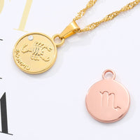 zodiac necklaces for women coin necklace Aries Leo Collier signe astrologique