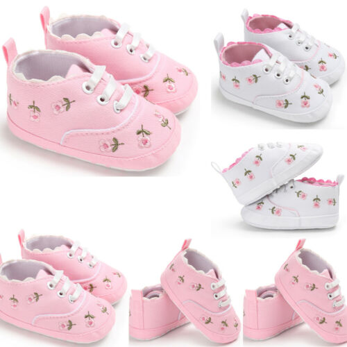 lioraitiin Summer Baby Infant Girl Soft Sole Crib Toddler Canvas Cute Flower Sneaker Shoes