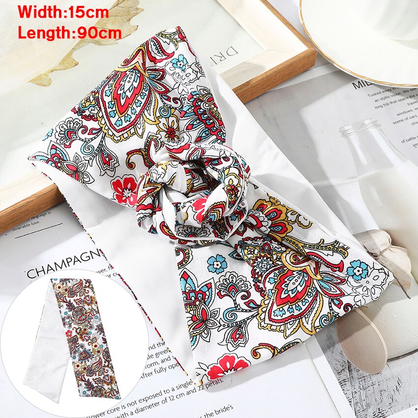 Levao Flower Printing Bandana Wire Headband Knotted Fashion Scarf Hairbands Hair Accessories for Women 2022 New Headwear