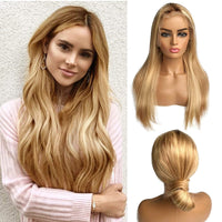 Highlight Lace Front Wig Ombre Blonde Human Hair Wigs For Women Middle