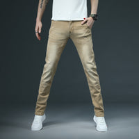 2022 New Men&#39;s Skinny White Jeans Fashion Casual Elastic Cotton Slim Denim Pants