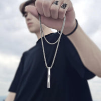 2023 Fashion New Black Rectangle Pendant Necklace Men collar Trendy Simple Stainless Steel Chain Men Necklace Jewelry Gift