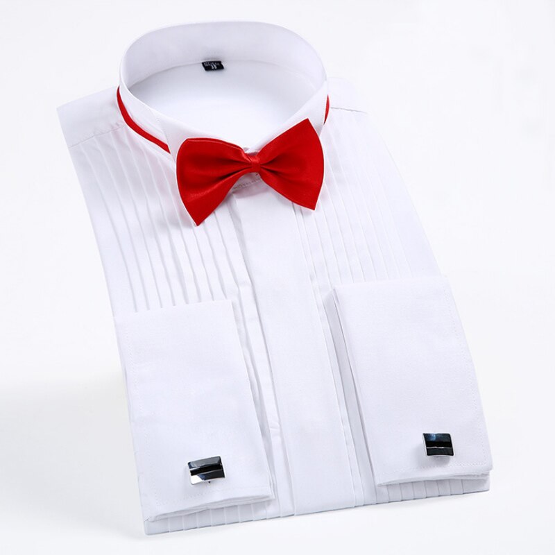 New Arrival French Cuff Wing Tip Collar Men's Formal Dress Shirts Tuxedo Shirts Bridegroom Wedding Shirts For Men Stage Costume