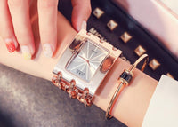 Women Luxury Brand Watch Dress Rhinestone Women Wristwatches Stylish Gold Female Watches