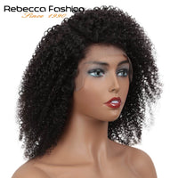 Rebecca Lace Front Short Bob Wigs Afro Kinky Curly Human Hair Wigs Pre Plucked Bleached Knots Remy Brazilian Human Lace Wig Y1B#