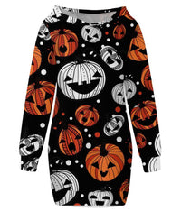 Women Casual Long Sleeve Short Dress Fashion Halloween Printed Hooded Dresses Pocket Spring Autumn