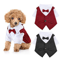 Dog Shirt Pet Small Dog Clothes Stylish Suit Bow Tie Wedding Shirt Costume Formal Tuxedo With Bow Tie Puppy Cat Bulldog Clothing