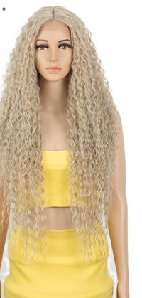 Noble Synthetic Lace Wig Long Wavy Hair 30 Inch Ombre Blonde Wigs