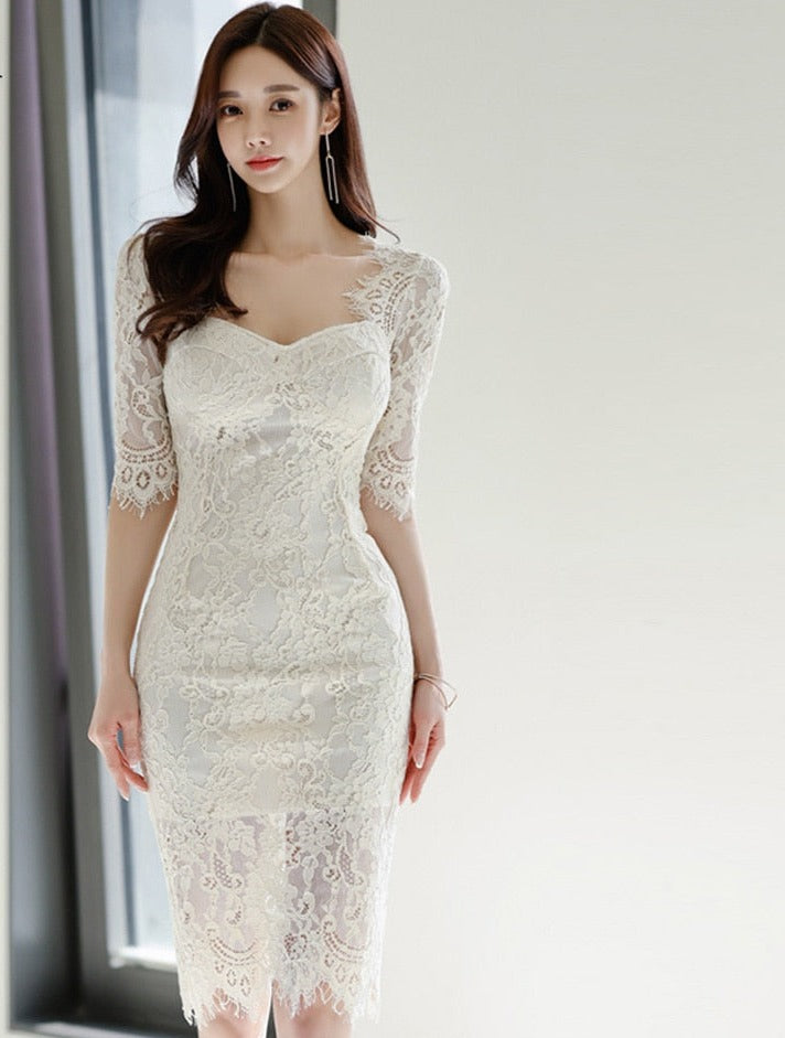 Sexy Black White Lace Dress 2022 Summer Sexy Square Collar Backless Hi ...